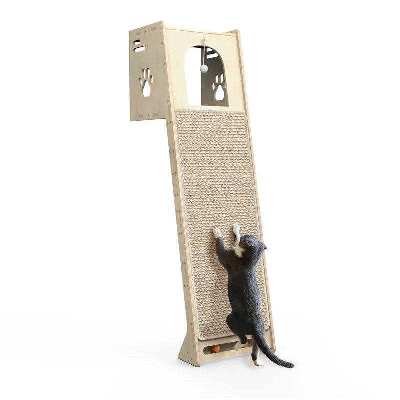 Luxury Wall-Mounted Cat Climbing Tower — Modern Cat Climber with Scratching Mat & Perch